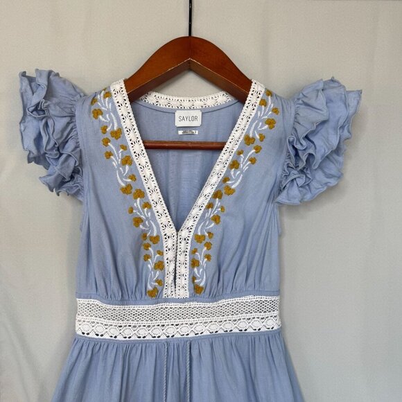 SAYLOR Light Blue Embroidered Maxi Dress - Picture 2 of 16